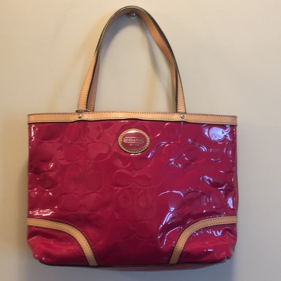 Coach Handbags - Coach Fuchsia Patent Leather Mini Tote Coach Handbags - Coach Fuchsia Patent Leather Mini Tote